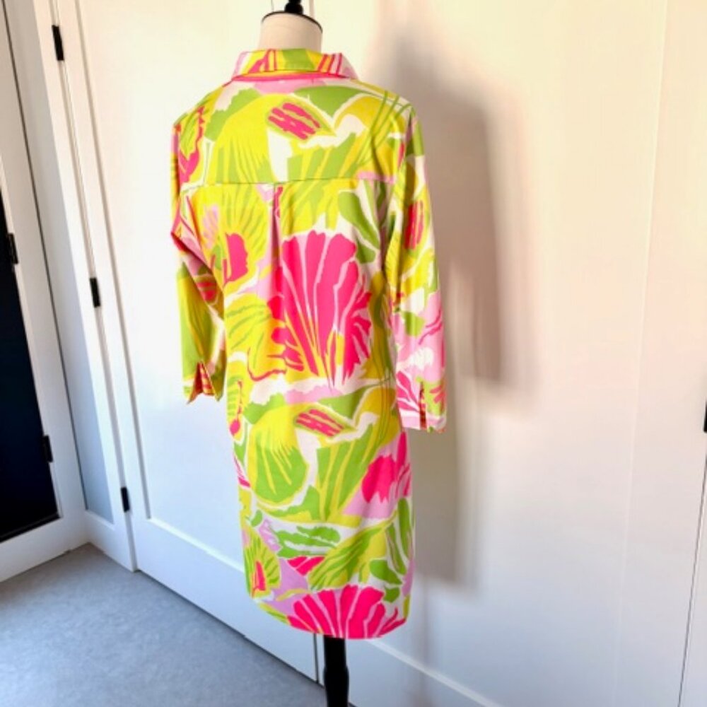 Gretchen Scott Everywhere Bright Green Pink Dress Size Large - Picture 4 of 5